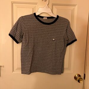 Brandy Melville Black and Gray Striped Tee